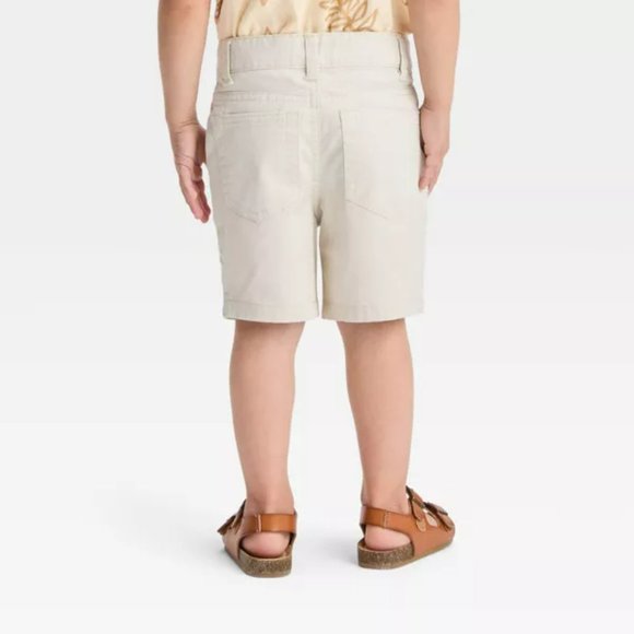 Tan Boys Pull On Woven Flat Front Shorts at Knee - Cat & Jack Adjustable Waist - Picture 4 of 11